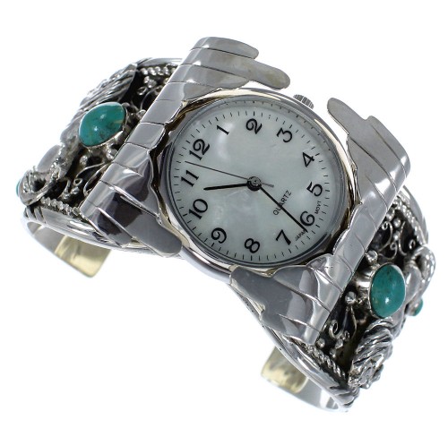 Southwest Horse Jewelry Sterling Silver Turquoise Cuff Watch CX48653