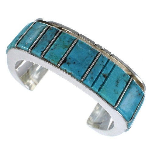 Southwest Genuine Sterling Silver Turquoise Cuff Bracelet CX48943