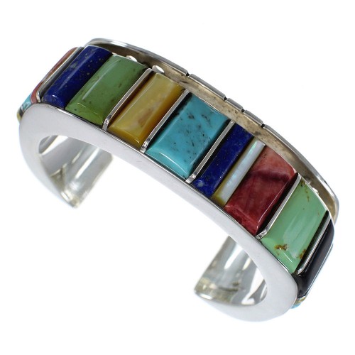 Multicolor Authentic Sterling Silver Southwest Cuff Bracelet CX48952