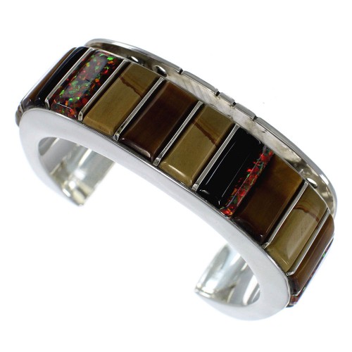 Southwest Multicolor Genuine Sterling Silver Cuff Bracelet CX48973