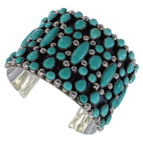 Genuine Sterling Silver Southwest Turquoise Cuff Bracelet CX49013