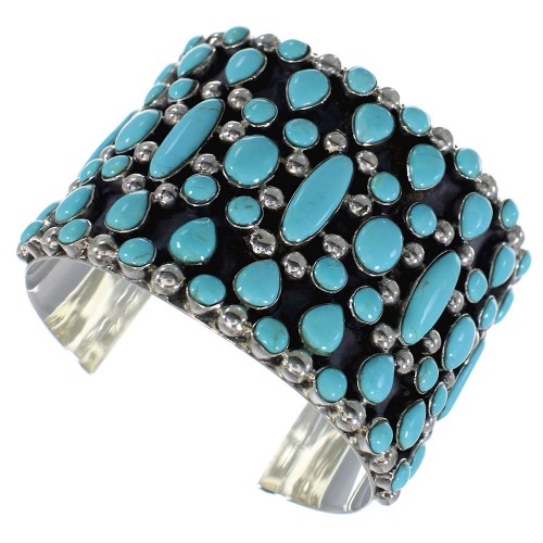 Genuine Sterling Silver Turquoise Southwestern Cuff Bracelet CX49015