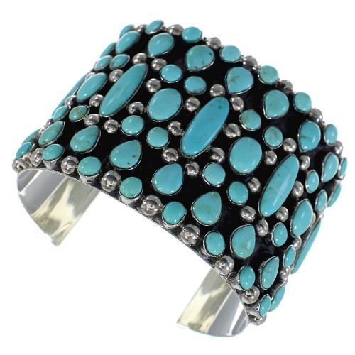 Southwestern Turquoise Authentic Sterling Silver Cuff Bracelet CX49038