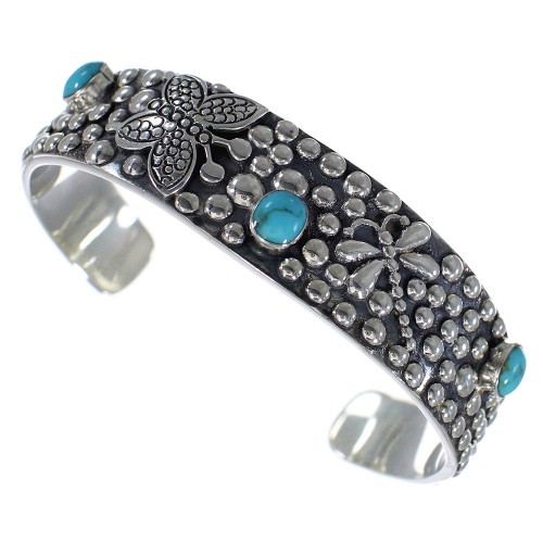 Butterfly Dragonfly Turquoise Sterling Silver Cuff Bracelet CX49469