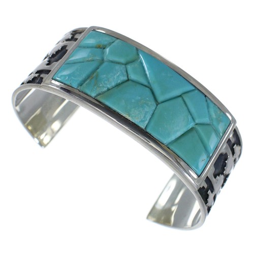 Authentic Sterling Silver Turquoise Substantial Cuff Bracelet CX49244
