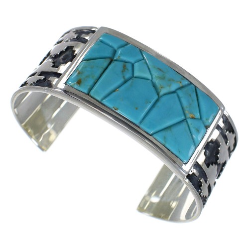 Sterling Silver Turquoise Southwest Well-Built Cuff Bracelet CX49275