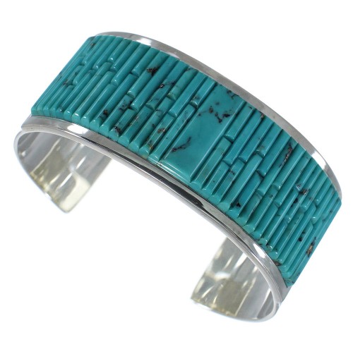 Southwest Genuine Sterling Silver Turquoise Cuff Bracelet CX49435