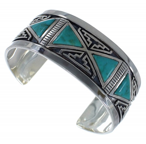 Turquoise Authentic Sterling Silver Southwest Cuff Bracelet CX49445