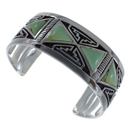 Southwestern Sterling Silver Turquoise Inlay Cuff Bracelet CX49451