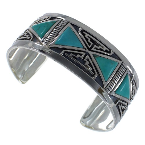Southwestern Turquoise Inlay Sterling Silver Cuff Bracelet CX49452