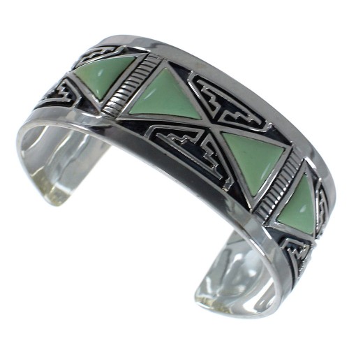 Turquoise Inlay Sterling Silver Southwestern Cuff Bracelet CX49454