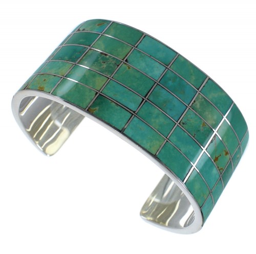 Sterling Silver Southwest Turquoise Inlay Cuff Bracelet CX49527