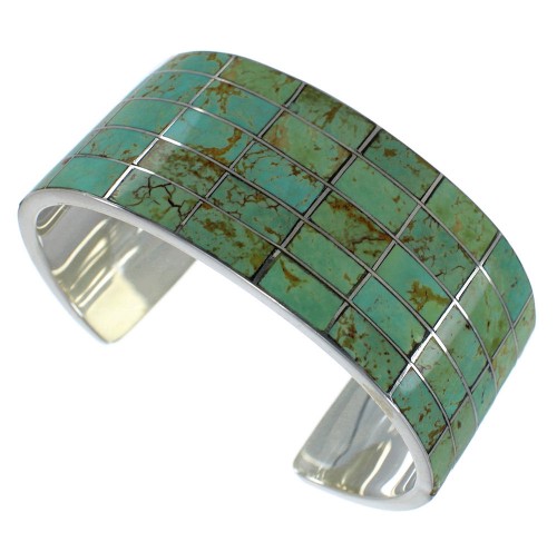 Sterling Silver Turquoise Inlay Southwestern Cuff Bracelet CX49537