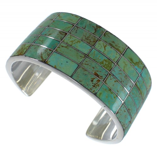 Sterling Silver Southwestern Turquoise Inlay Cuff Bracelet CX49539