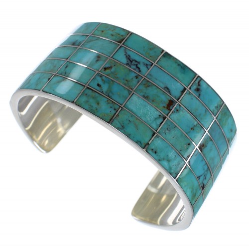 Turquoise Southwestern Authentic Sterling Silver Cuff Bracelet CX49545