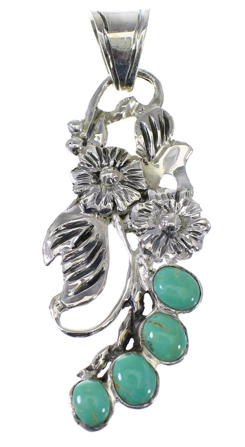 Authentic Sterling Silver Turquoise Flower Pendant AX49591