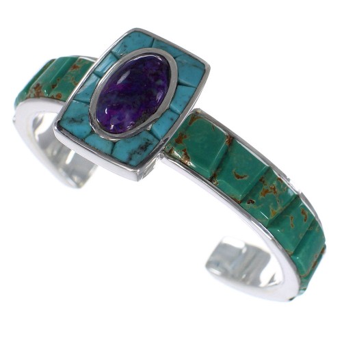 Southwest Multicolor Turquoise Sterling Silver Cuff Bracelet CX49627