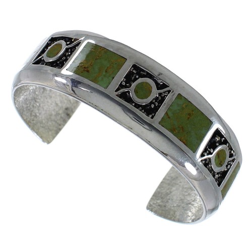 Southwest Turquoise Genuine Sterling Silver Cuff Bracelet CX49650