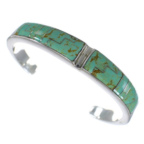 Sterling Silver Turquoise Sturdy Southwest Cuff Bracelet CX49748