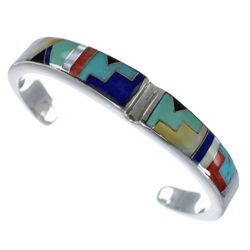 Multicolor Sterling Silver Southwest Heavy Cuff Bracelet CX49757