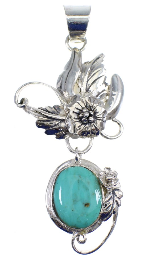 Southwest Turquoise Silver Flower Pendant AX50166