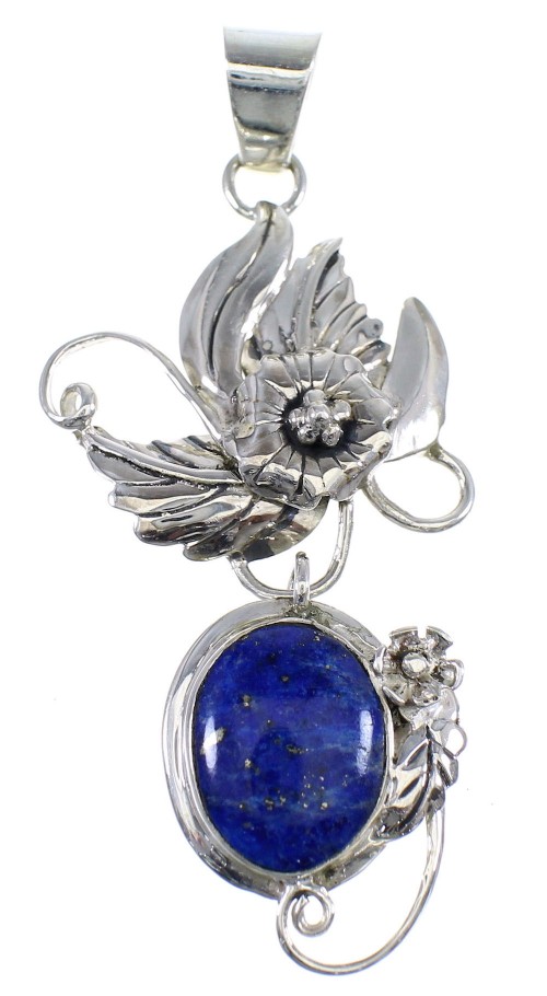 Lapis And Sterling Silver Flower Pendant AX50203