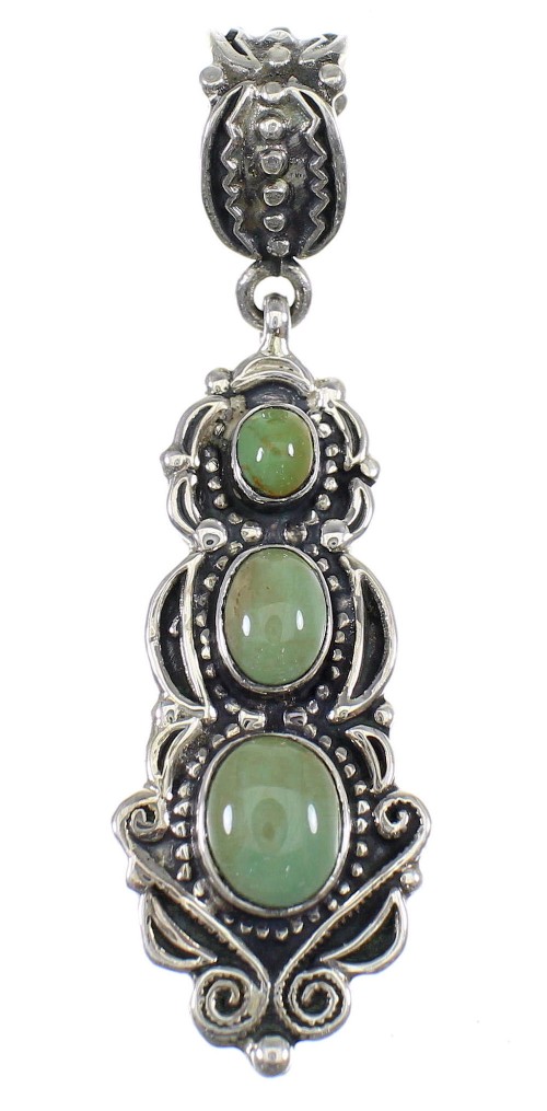 Southwestern Authentic Sterling Silver Turquoise Pendant AX50221