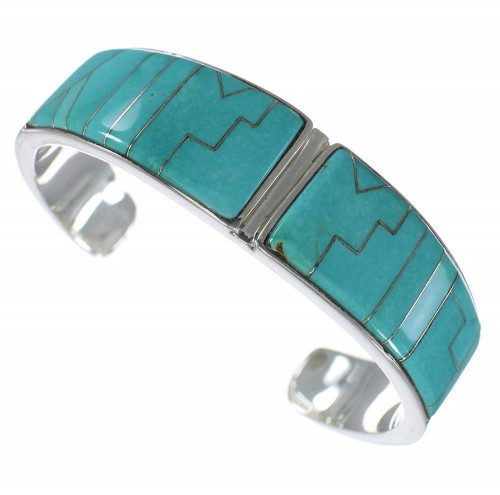 Turquoise Sterling Silver Southwest Heavy Cuff Bracelet CX49880