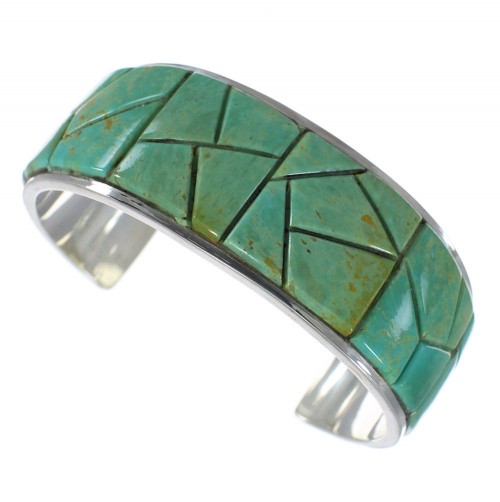 Turquoise Silver Southwestern Well-Built Cuff Bracelet CX49890