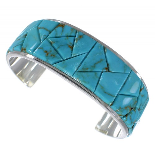 Sterling Silver Turquoise Southwest Well-Built Cuff Bracelet CX49901