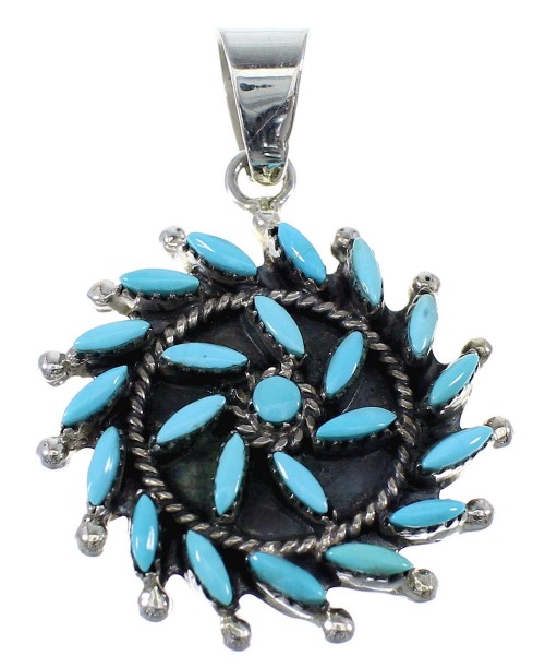Turquoise Sterling Silver Needlepoint Pendant AX51121