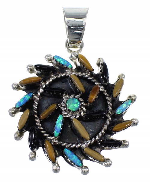 Multicolor Sterling Silver Needlepoint Pendant AX51138