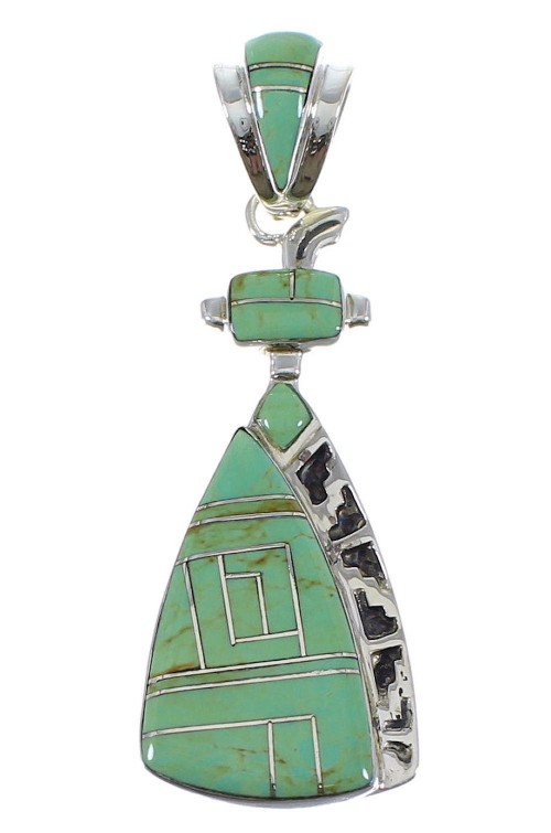 Turquoise Inlay Authentic Sterling Silver Pendant AX50355