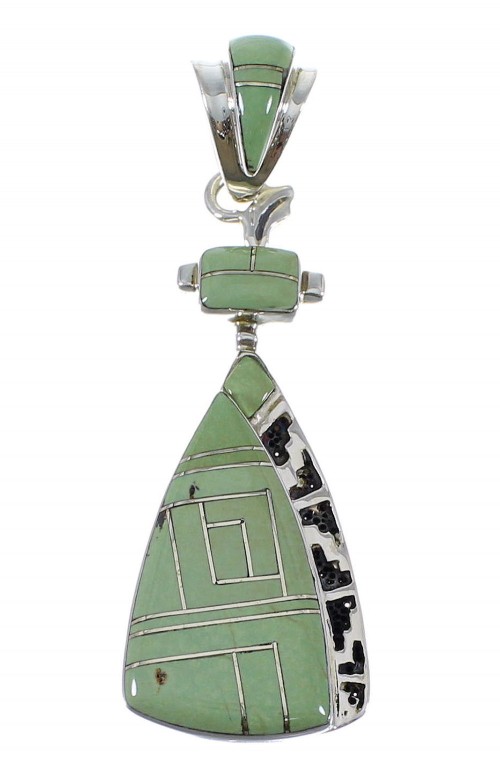 Authentic Sterling Silver Turquoise Inlay Pendant AX50363