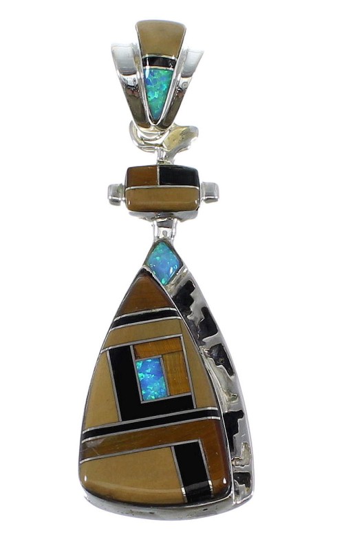 Silver And Multicolor Inlay Pendant AX50384