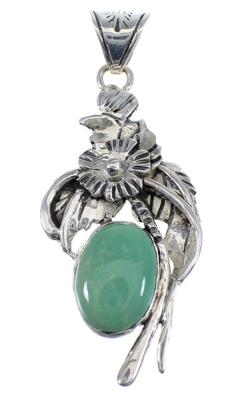 Turquoise Sterling Silver Southwest Flower Pendant AX51550