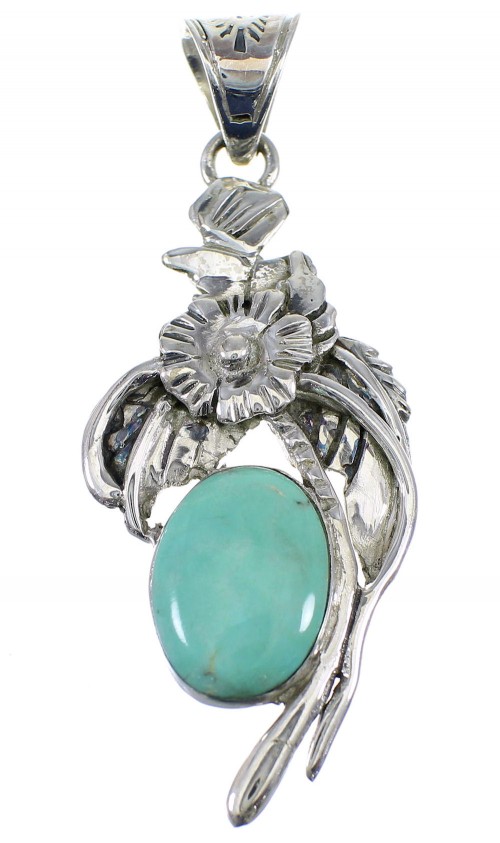 Turquoise And Silver Flower Slide Pendant AX51554