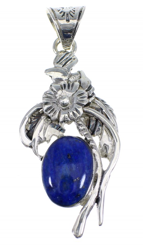 Lapis And Silver Flower Slide Pendant AX51568