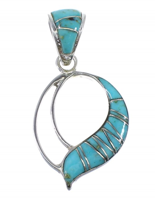 Silver And Turquoise Inlay Pendant AX51856