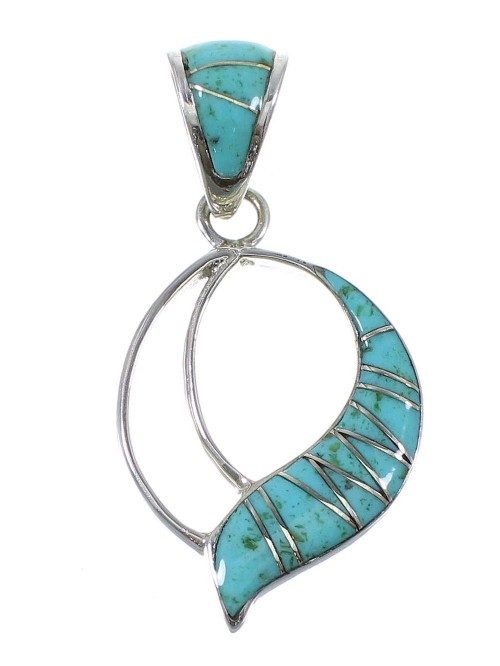 Sterling Silver And Turquoise Inlay Slide Pendant AX51858