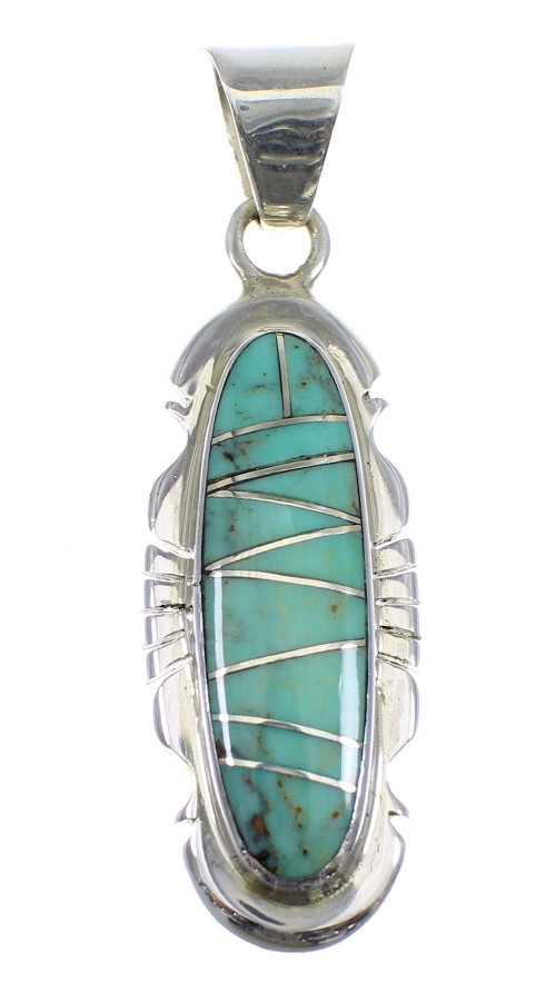 Southwest Turquoise Inlay Silver Pendant YX51561
