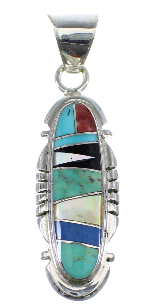 Authentic Sterling Silver Multicolor Inlay Pendant YX51619