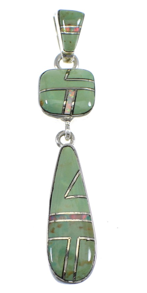 Turquiose And Opal Inlay Sterling Silver Pendant YX51669