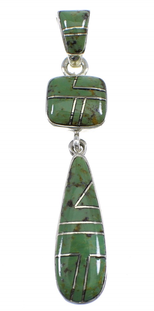 Southwestern Turquiose Inlay Sterling Silver Pendant YX51700