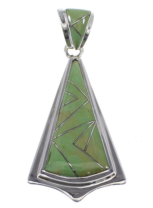 Authentic Turquoise Inlay Sterling Silver Pendant YX51731