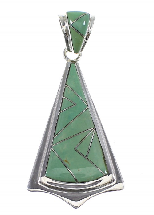 Southwest Turquoise Inlay Sterling Silver Pendant YX51733