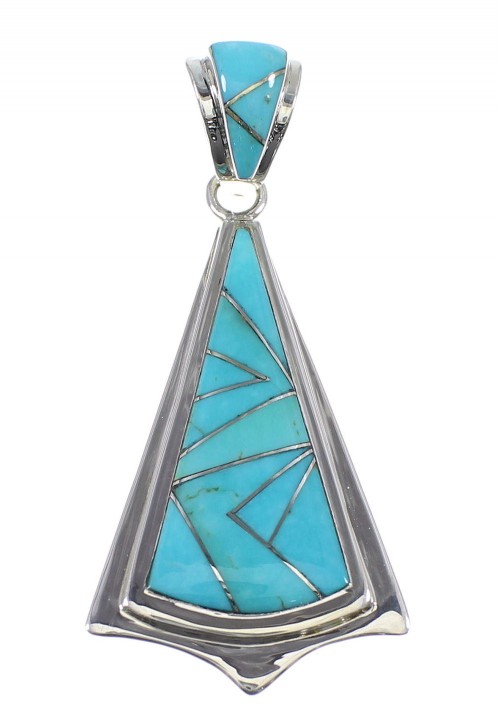 Southwestern Turquoise Inlay Sterling Silver Pendant YX51737