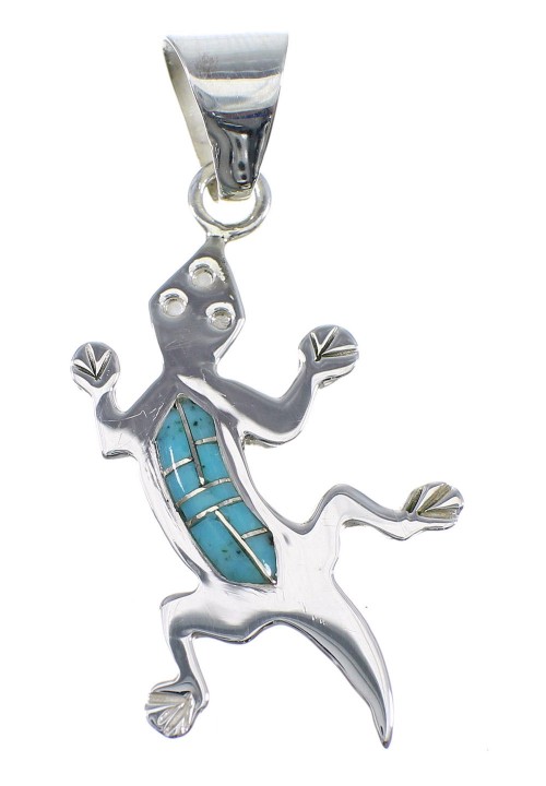 Southwest Turquoise Silver Lizard Pendant Jewelry YX51759