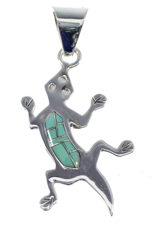 Southwest Turquoise Silver Lizard Pendant YX51760