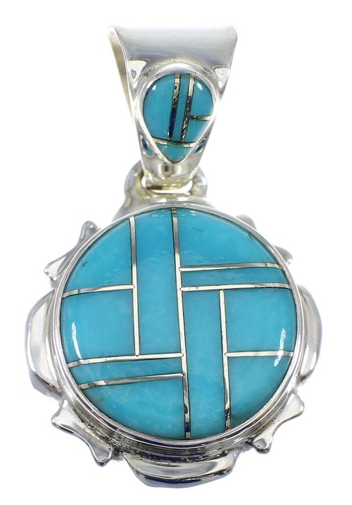 Turquoise Inlay Genuine Sterling Silver Pendant YX51798